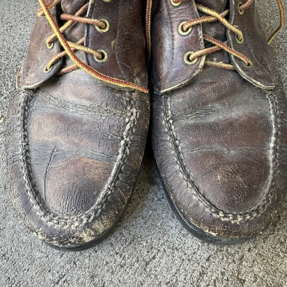Vintage LL Bean Maine Guide Shoes Leather Moc Toe Made in USA - Size 10 E